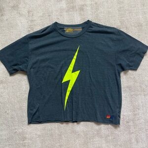 AVIATOR NATION Bolt Cropped Boyfriend Tee Neon Green X-Large